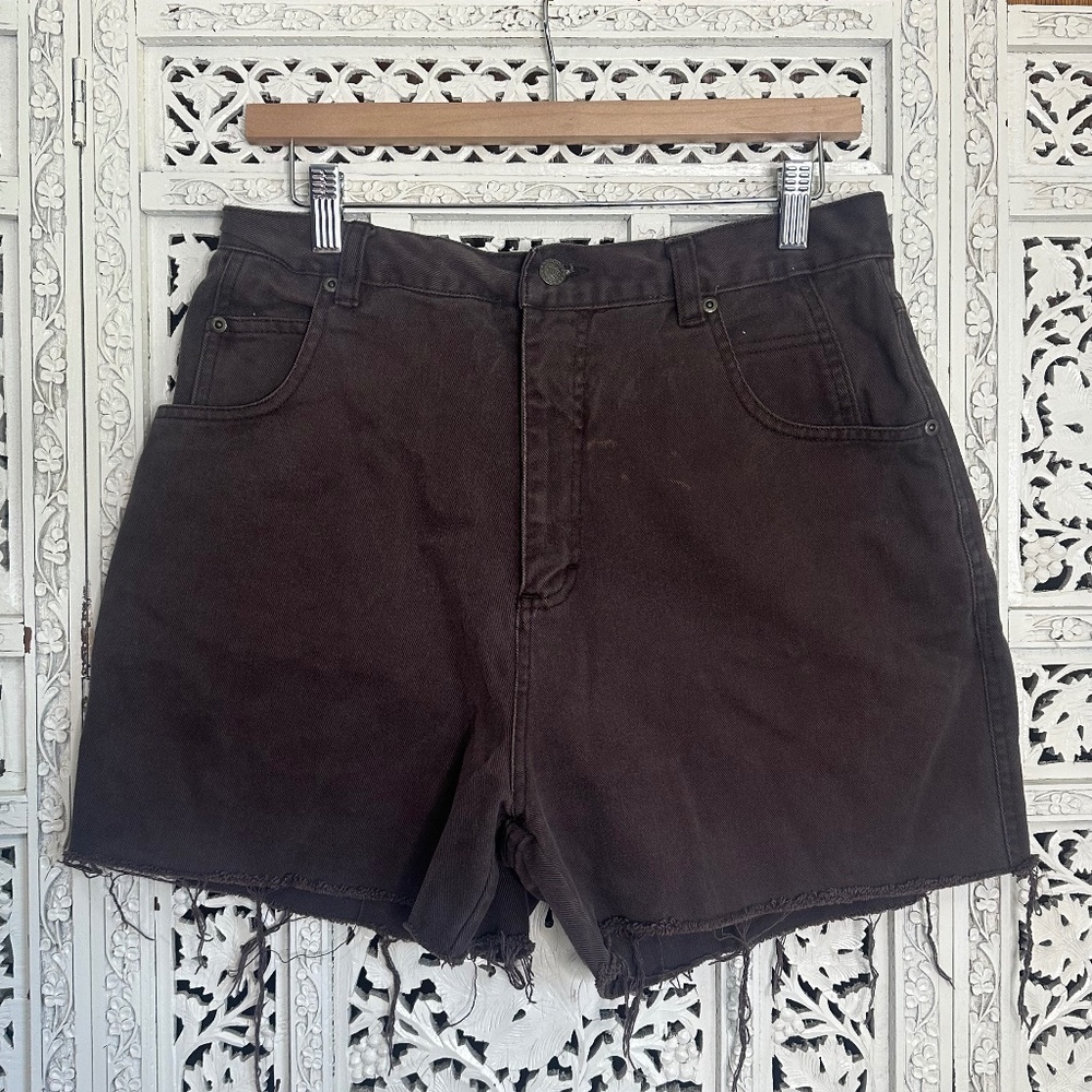 Vintage Gloria Vanderbilt Chocolate‎ Brown High Waisted Cut Off Shorts Sz Medium